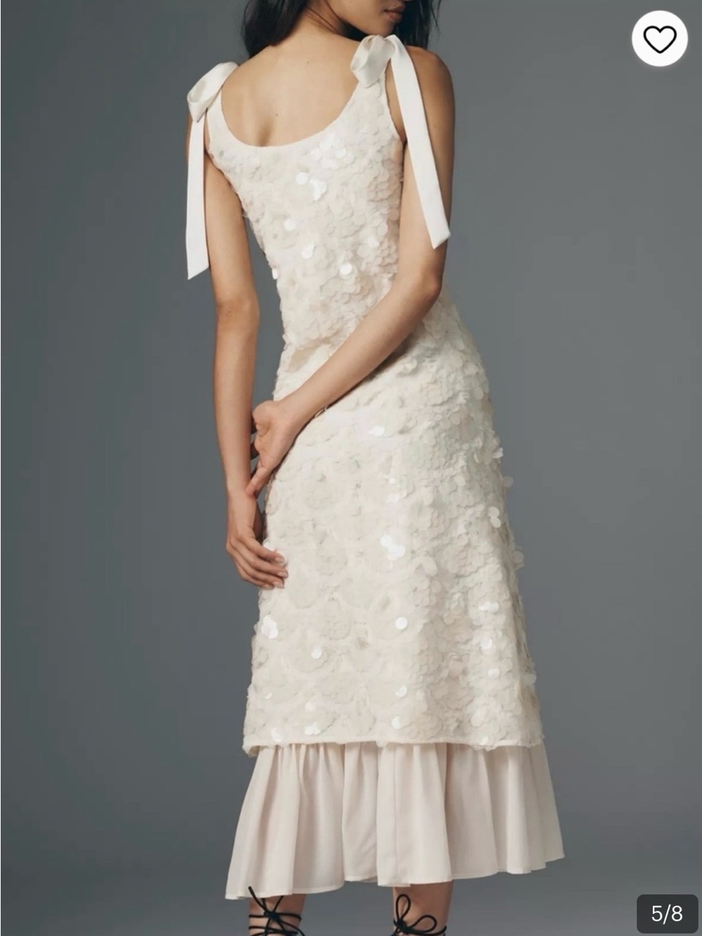 Anthropology’s En Saison Ivory Sequin Midi Maxi Dress with Satin Bow Tie - Picture 5 of 6